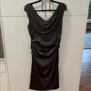 NWT Suzi Chin Chocolate Brown Party Dress, Size 10